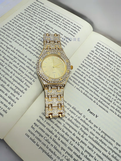 Reloj De  Lujo Con brillos Dorado