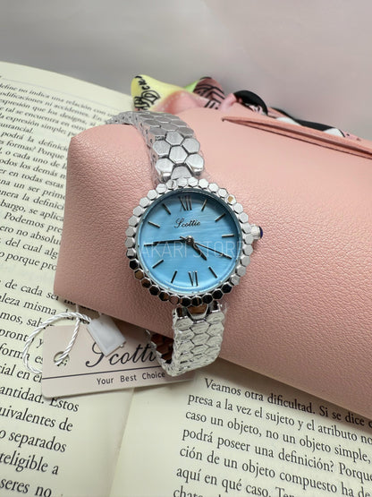 Reloj circular con dial marfil