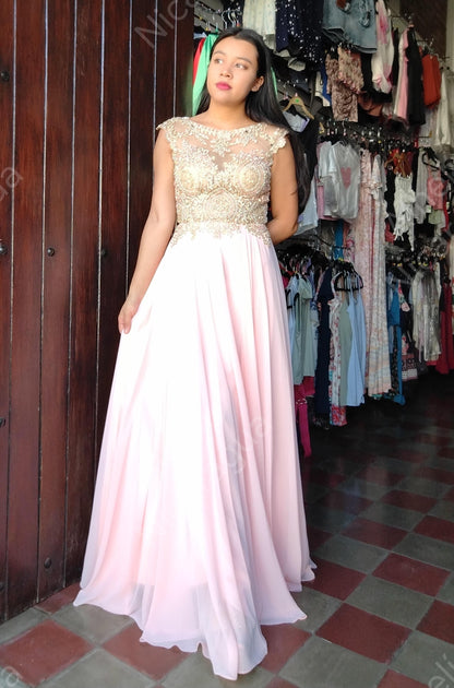 Vestido color Blush Rosa brillante Abby Paris
