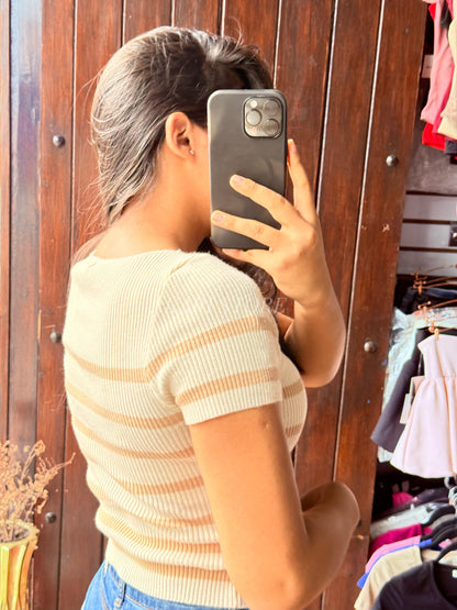 Crop top rayado Con Mangas