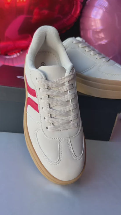 Tennis Sneakers de plataforma blanco y rojo